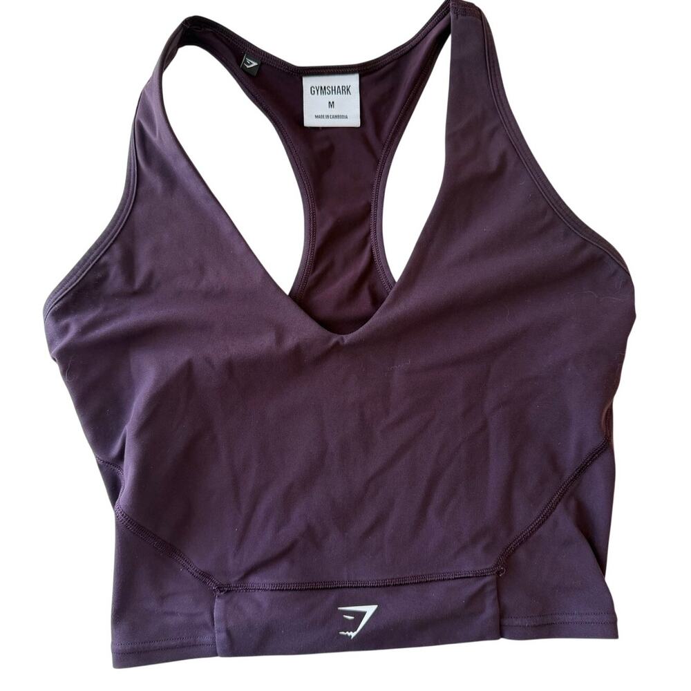 Gymshark Crop Mesh Tank Darkest Purple Medium V Neck Excellent Condition